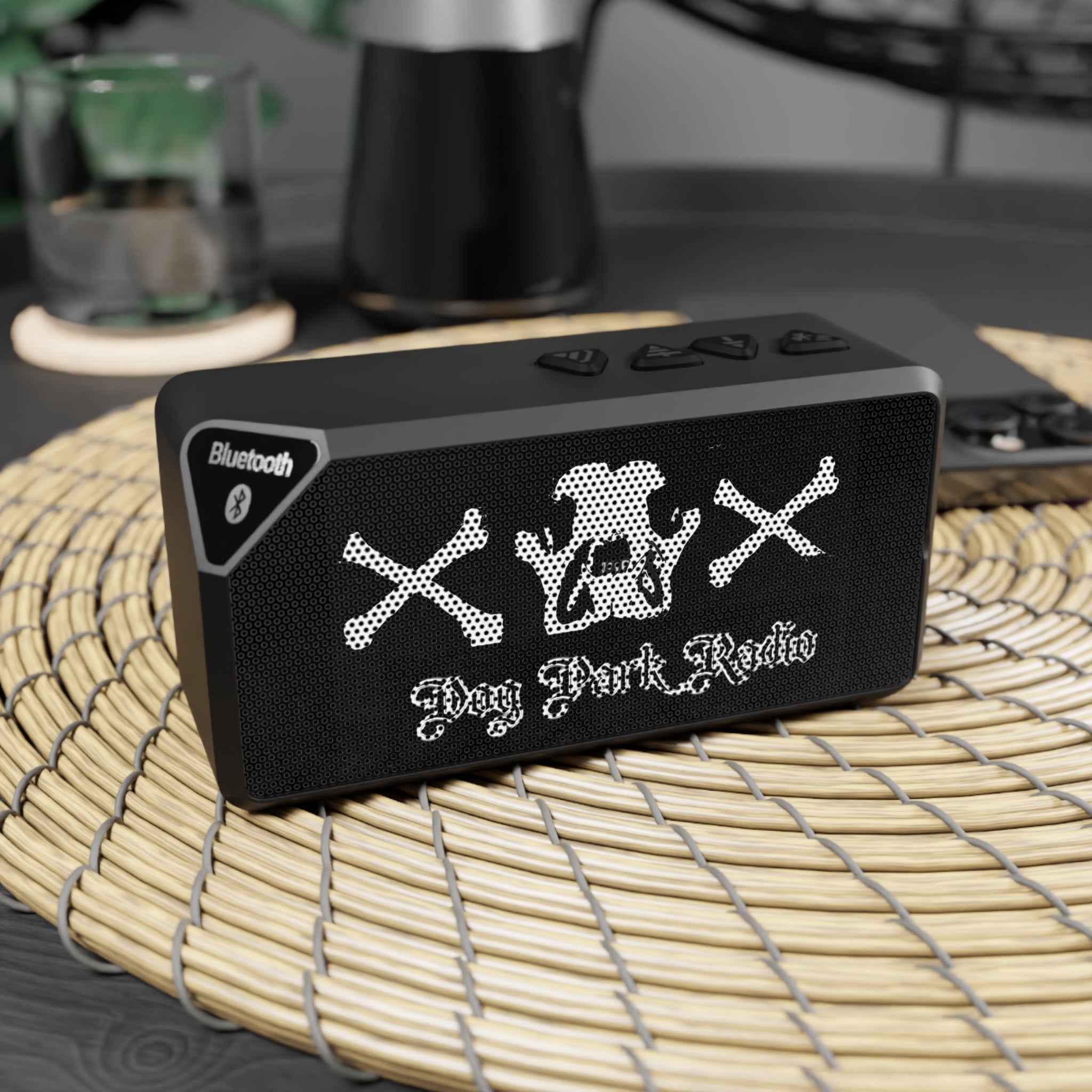 Bluetooth Speaker — 'Dog Park Radio' Skull & Crossbones Tribal Design