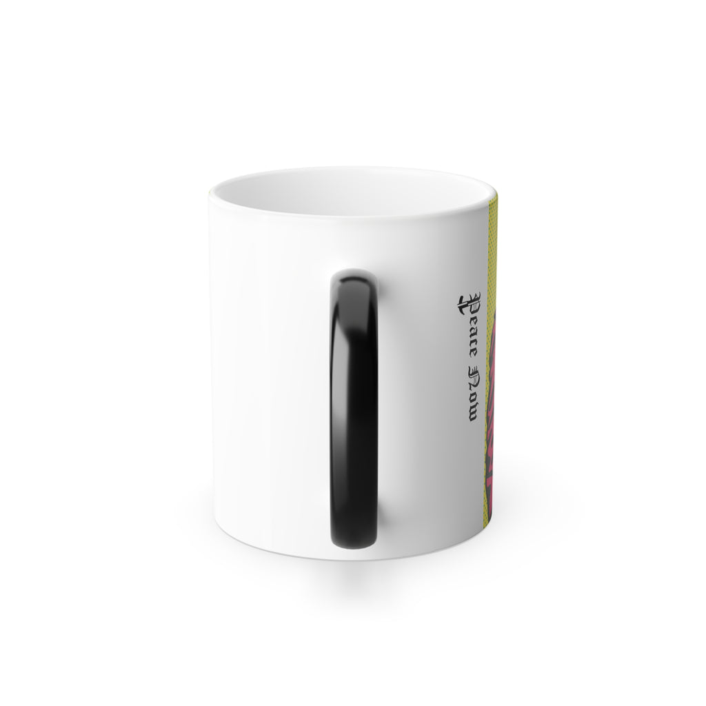Color-Changing Mug — Neon Pop Gas Mask Design, 11 oz