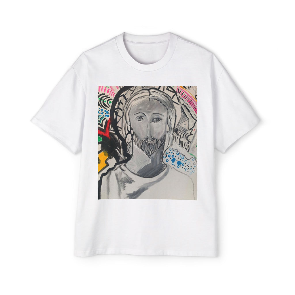 Oversized Tee — Graffiti Jesus Front with "Peace Now" Back