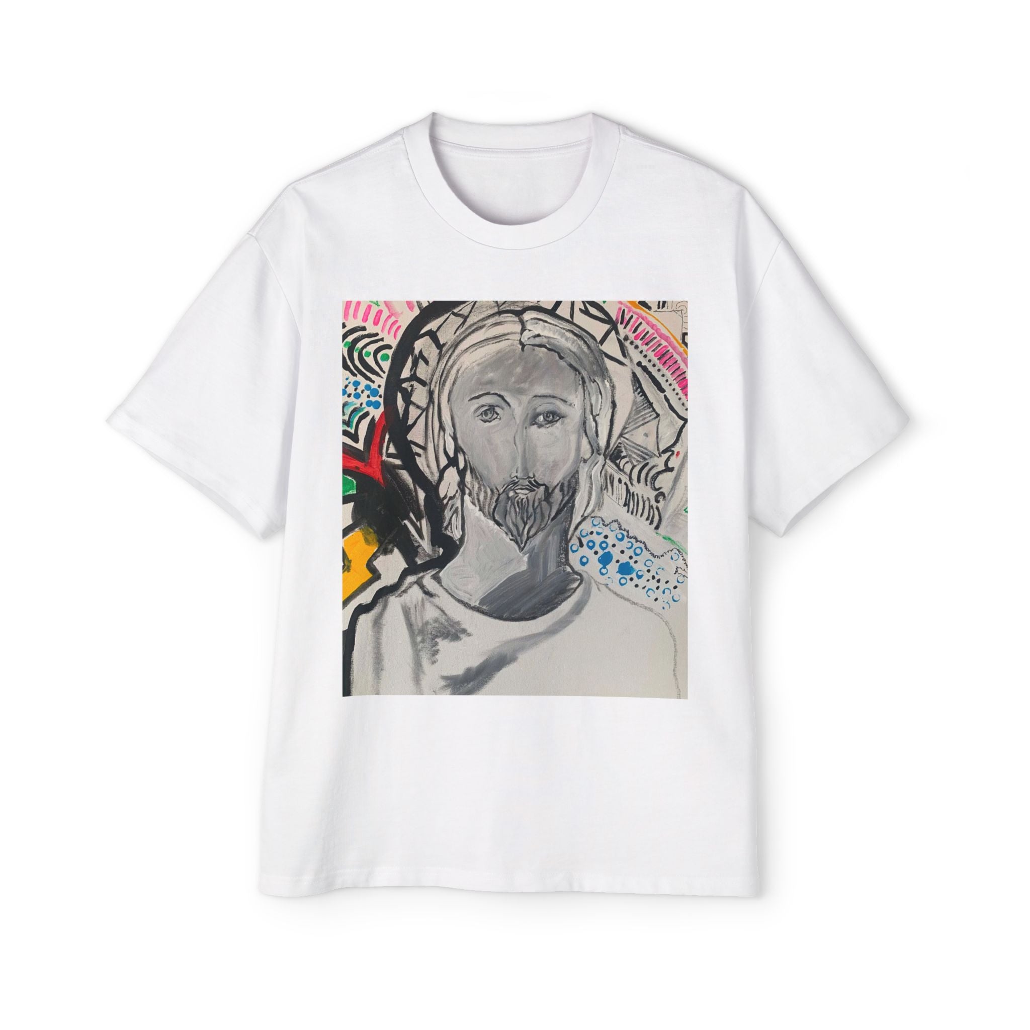 Oversized Tee — Graffiti Jesus Front with "Peace Now" Back
